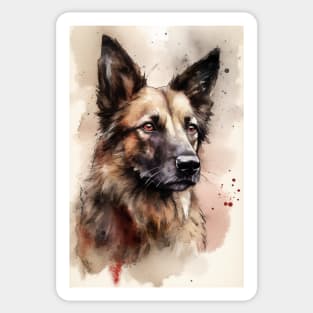 Loyal Companion: Alsatian Watercolor Painting Sticker